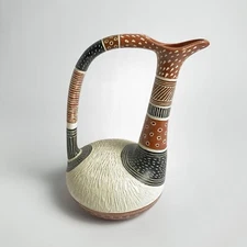 Vintage Southwest Pueblo Native American Style Jug Pitcher Vase Signed 10.5”h