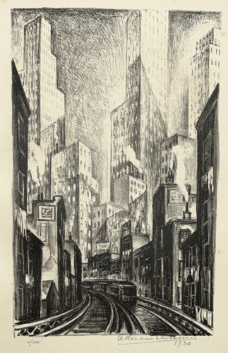 ADRIAAN LUBBERS New York City LITHOGRAPHIE Chatham Square 1/100 usa 1930 - Photo 1/4