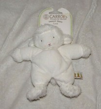 Bunnies By The Bay HTF Rattle Lovey Security Plush Carrots Lamb Sheep White Pink