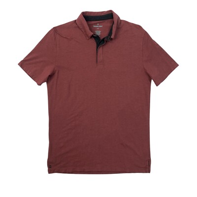 Tommy John Polo Shirt Mens S Small Brick Red Pima Cotton Modal Blend Stretch