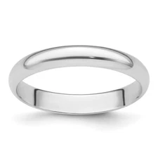 Platinum 3mm Half Round Featherweight Wedding Band for Womens Size 5