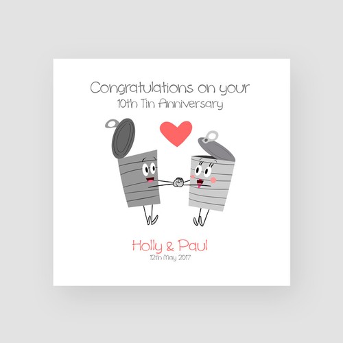 Personalised Handmade 10th Tin Wedding Anniversary Card Husband Wife Couple - Picture 1 of 6