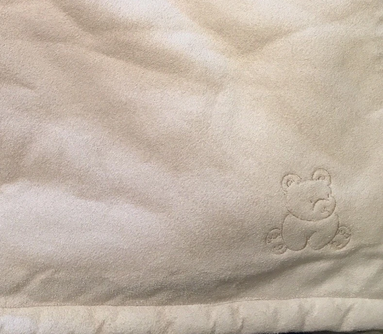 TCP The Childrens Place Baby Embroidered Blanket Teddy Bear Tan Ivory RARE - Image 2 of 3