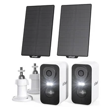 2PCS ieGeek Solar Security Camera 2K Outdoor Wireless Home WiFi Battery CCTV