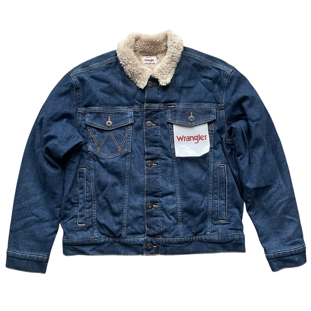 Wrangler Men's Regular Fit Sherpa Lined Denim Jean Jacket Dark