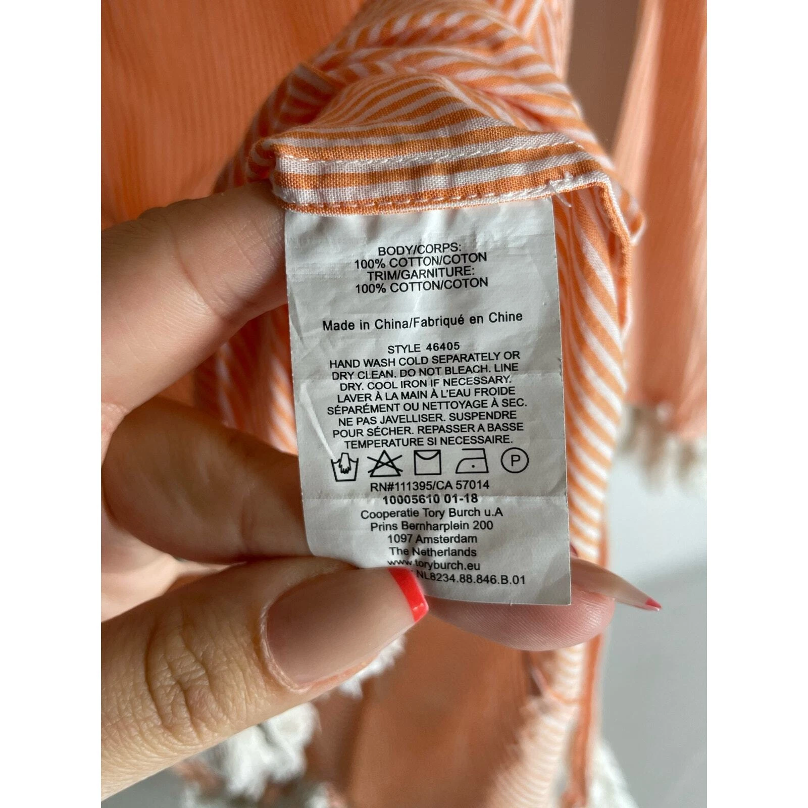 Tunica spiaggia sabbiosa Tory Burch copertura nappa arancione taglia small