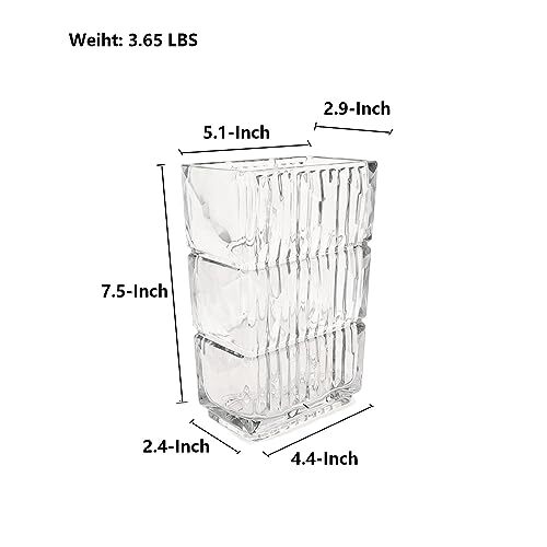Ribbed Glass Vase Clear Crystal Large Modern Vases Flower Decorative 7.