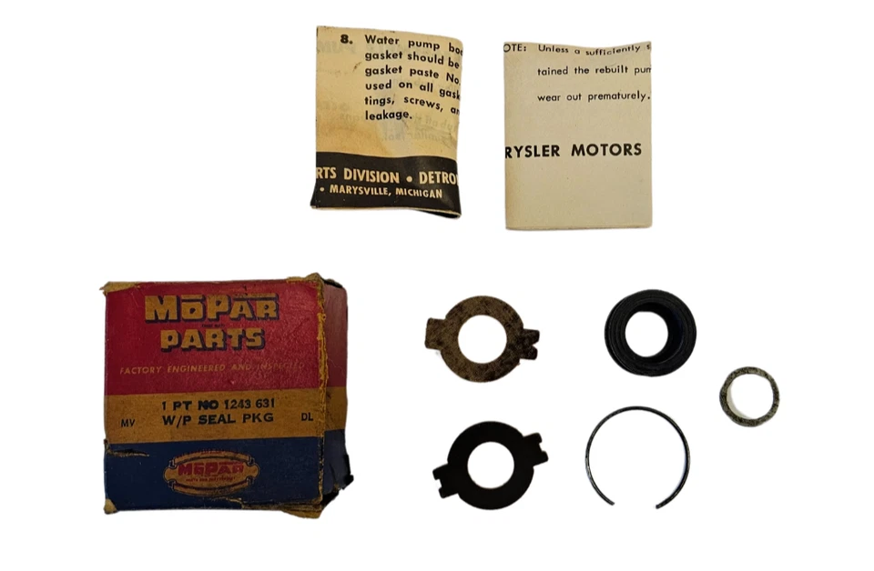 1933-1962 Plymouth Dodge Chrysler DeSoto Water Pump Seal Package 1243631 NOS - Image 2 of 4