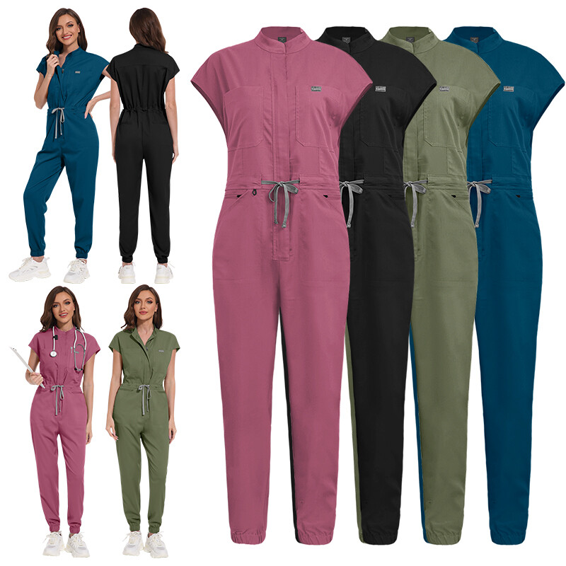 Nursing Scrub Jumpsuit Medical Hospital Women Stylish One Piece