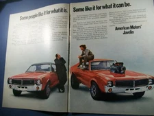 1969 AMC Javelin SST mid-size-mag 2pg car ad w/ drag car- "..for what it can be"