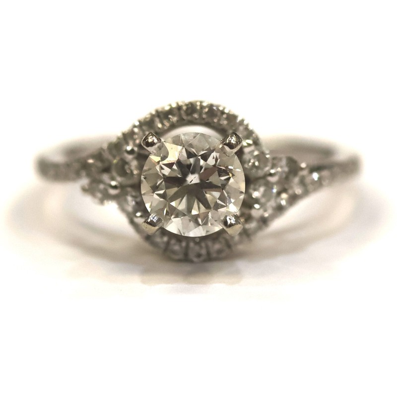 GIA certified 14k white gold .91ct round SI1 G diamond engagement ring 3.7g