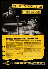 1945 Sun Industrial Products SUNOCO Emulsifying Industrial Cutting Oils Print Ad