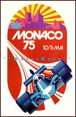 Monaco Grand Prix 1975 Vintage Poster Print Car Racing Advertisement Decoration