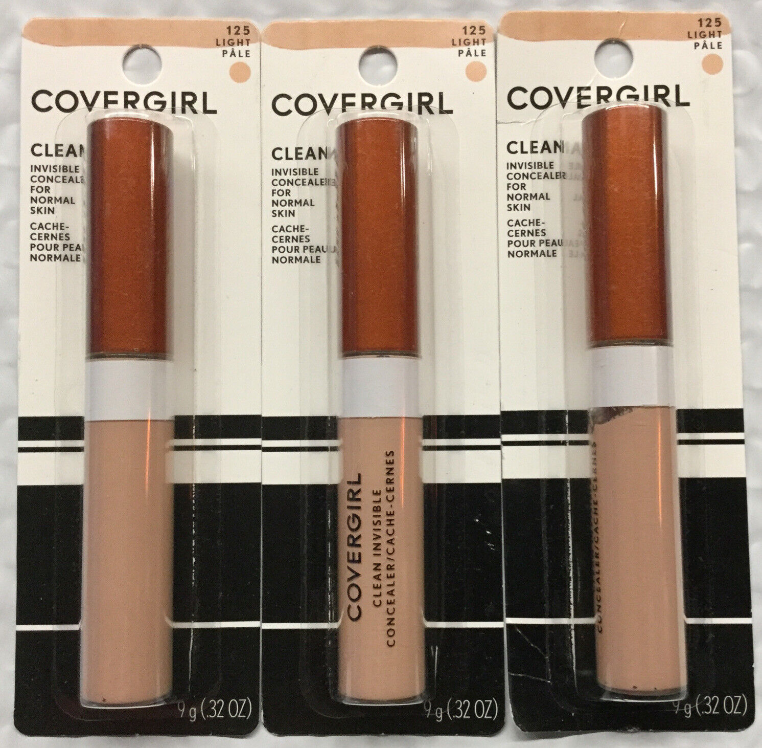 *Lot Of 3* Covergirl Clean (125 Light) Invisible Concealer For Normal Skin