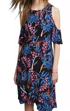Anthropologie Floral OPEN-SHOULDER DRESS Bell Flutter Sleeve Boho Size 4