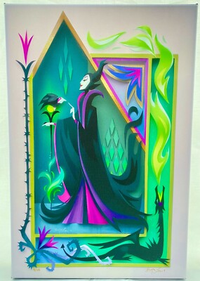 マニー　タペストリー New Disney 2019 D23 Mistress All Evil Canvas Wrap Brittney Lee 18