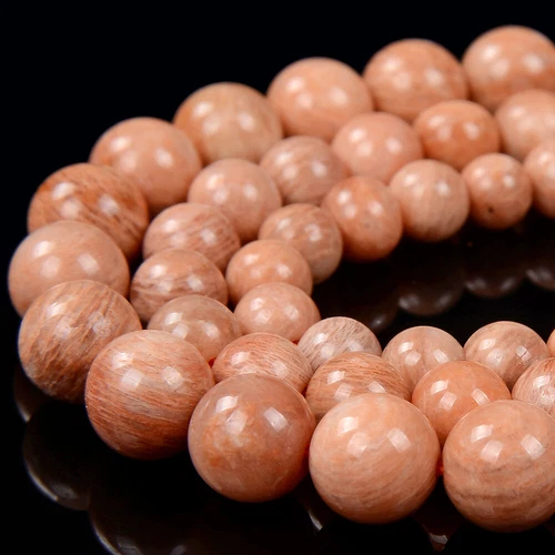 Natural Orange Feldspar Sunstone AAA Round 5MM 6MM 7MM 8MM 9MM 10MM Beads (D307) - Picture 1 of 3