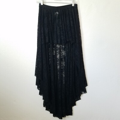 Body Wrappers Womens XL-2X Lace Lyrical Skirt High-low Pull On Black Made In USA