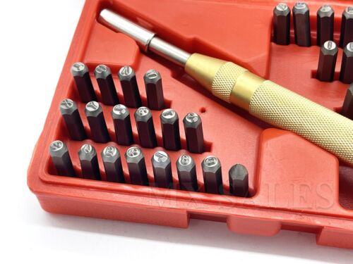 38PC BUCHSTABEN ZAHLEN STANZEN STEMPEL WERKZEUG SET KIT AUTOMATISCHE METALLSTANZE - Bild 2 von 2