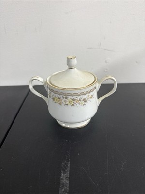 Ekco International Golden Autumn Sugar Bowl w Lid Fine China Japan Floral