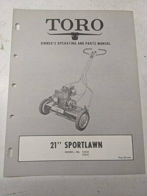 #ad TORO PARTS CATALOG LIST BOOK MANUAL OWNER OPERATING 21” SPORTLAWN 10330 10331 $14.24