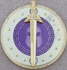 Spartan Sword Shield Geocoin - AE25 Satin Gold - Activated, Adoptable - TB83YE5 — photo 1