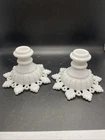 Vintage WESTMORELAND Milk Glass RP-4 Ring and Petal Candlesticks - Set of 2