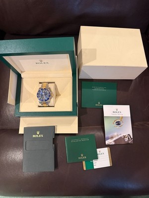 2016 Rolex Submariner 116613LB Silver and Gold Oyster Bracelet with Blue Bezel