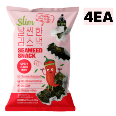 Slim Nalsshinhan Seaweed Snack Spicy 30g x4 Korean Healthy Rice Crisp No MSG