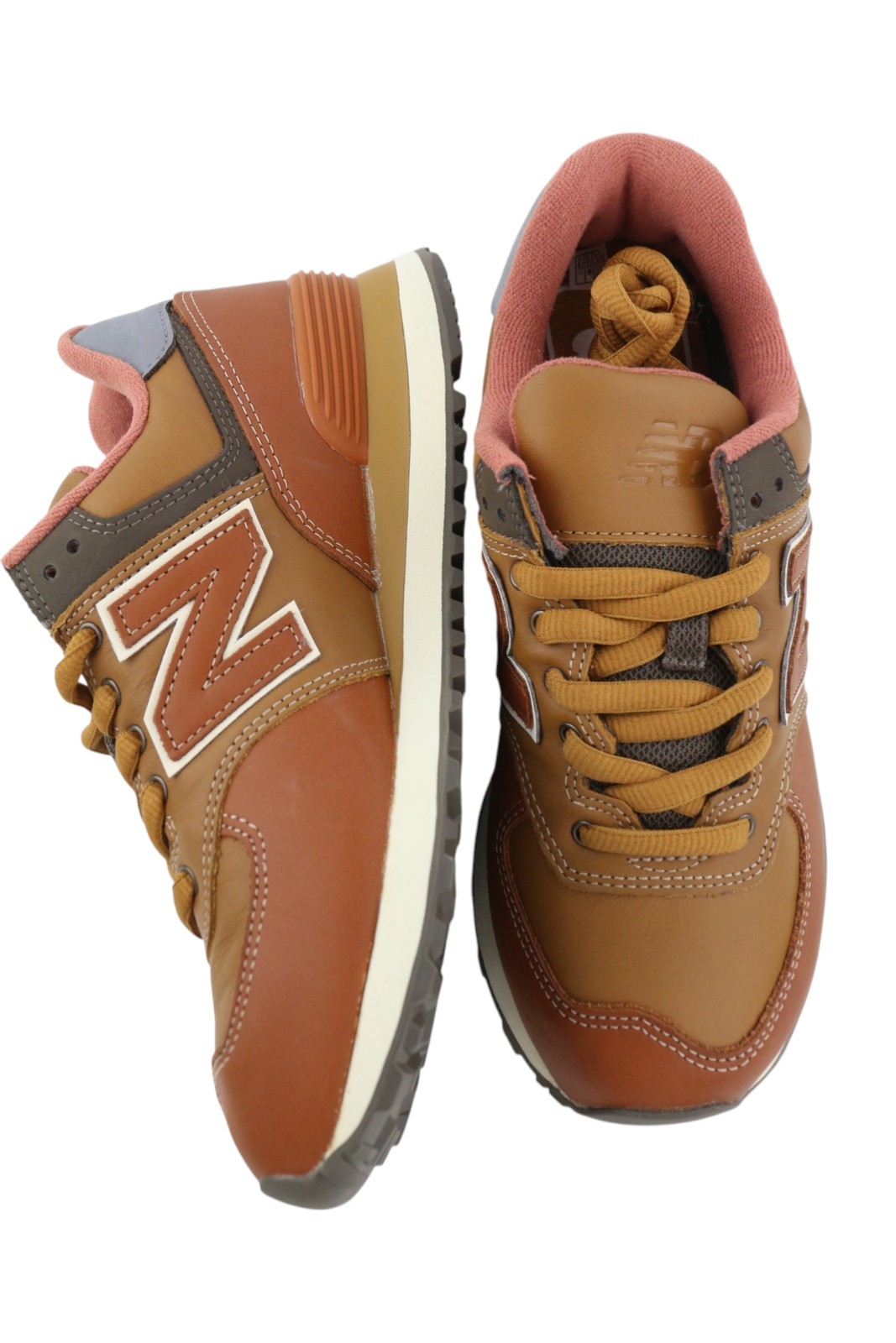 NEW BALANCE 574 Men Sneakers EU40 Brown Leather Low Cut Lace Comfort Shoes thumbnail 5