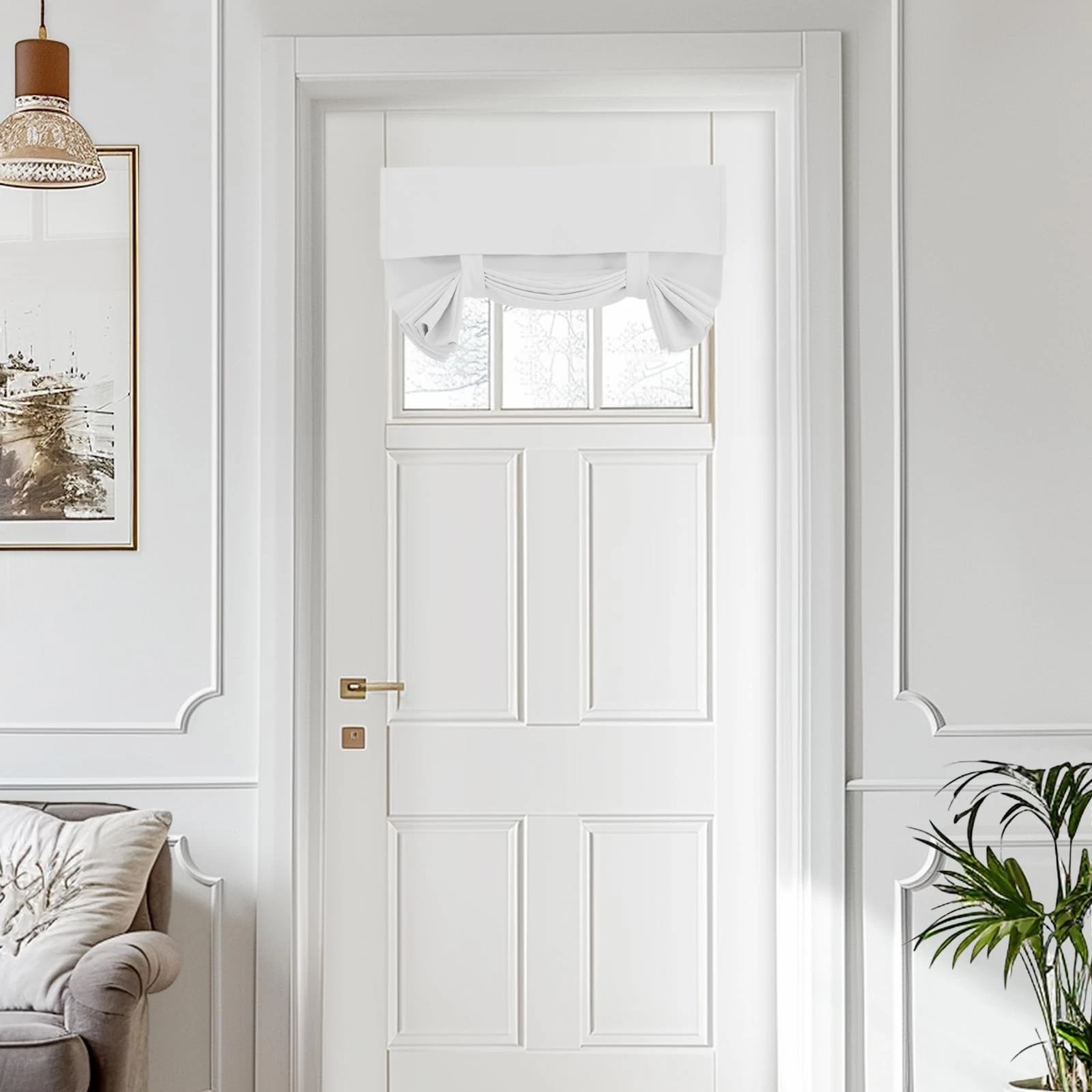 White Curtain for Small Door - Elegant French Door Curtains for Privacy Easy ...