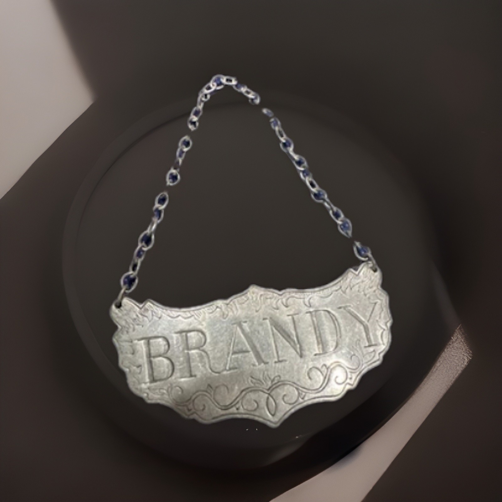 Vintage Complete Set Of 6 Stieff  Pewter Decanter Liquor Labels Tags Circa 1960s