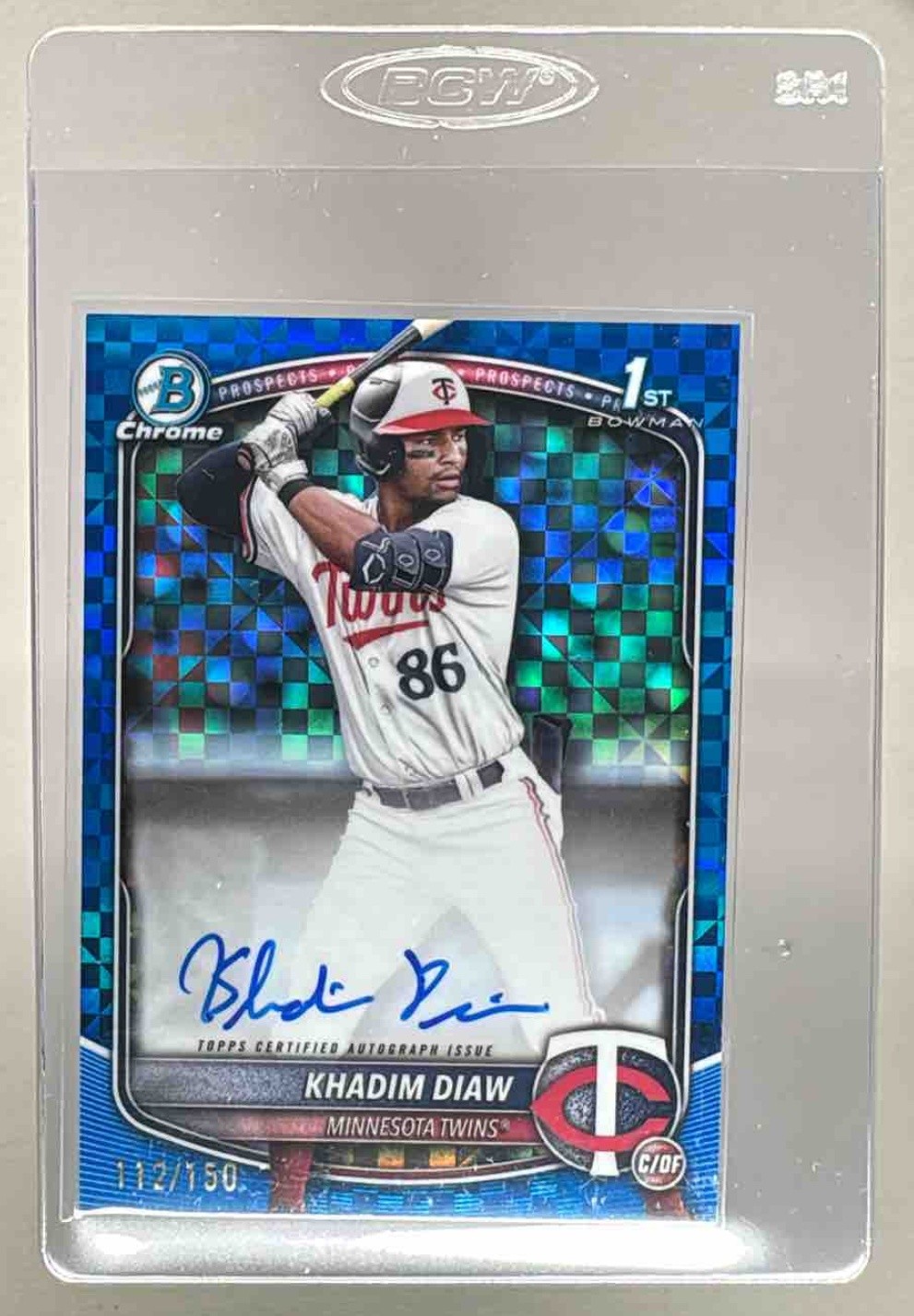 Khadim Diaw 2025 Bowman #CPA-KDW Blue X-Fractor Chrome Auto 1st RC 112/150