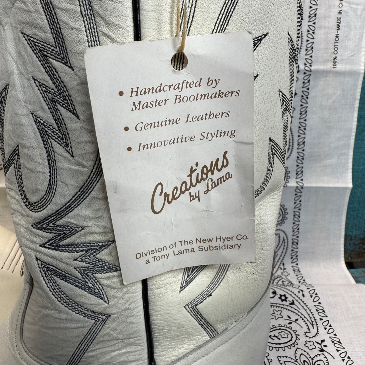 NEW Creations By Tony Lama Vintage Distressed White Western Boots