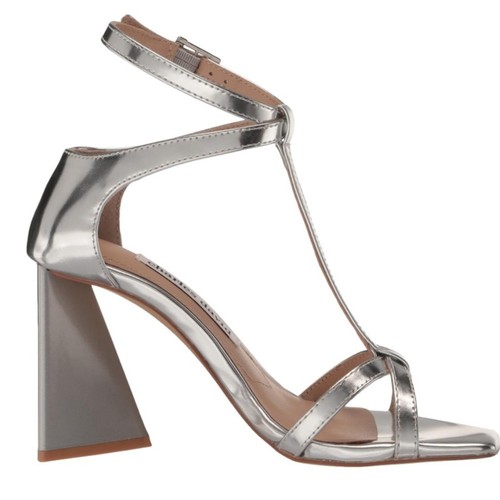 Charles David NEW Women's Tucker Heeled T-Strap SIlver Sandal Size 9 - Picture 2 of 13