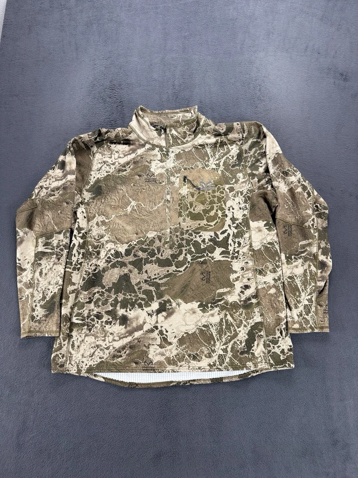 Realtree WAV3 Camo Fleece Sweater XL 1/4 Zip Hunting Pullover Performance Top - Image 3 of 4