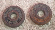 VINTAGE STA-FIT STANDARD 1 1/4 WEIGHT PLATES 2.5 POUND Total PAIR Set Old METAL 