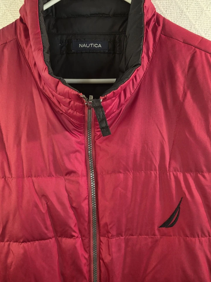 Chaleco acolchado Nautica 2XL reversible rojo negro sin mangas cremallera completa logotipo Foto 4 de 4