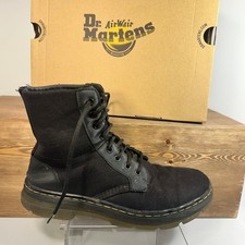 Dr Martens Combs Utility Combat Boots Mens SZ 10 Black Canvas Leather AirWair