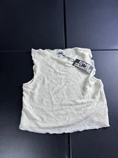 Future Collective Shirt Womens Large Cream Textured Sheer Tank Crop Sleeveless