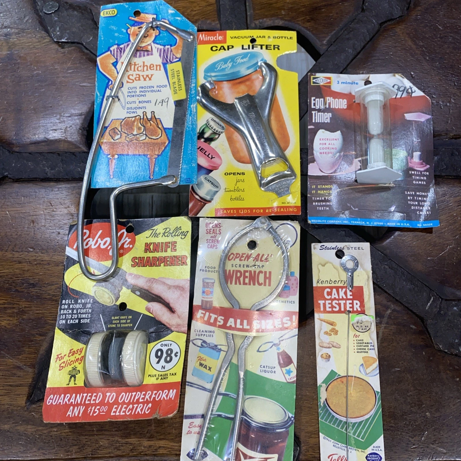 Dead Stock Kitchen Gadgets 6 Utensil~sharpener~saw~openers~egg Timer~cake Tester
