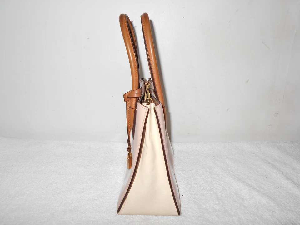 MINI BOLSO TOTE MICHAEL KORS MERCER CHAROL ROSA CLARO Y MARRÓN CUERO            Foto 4 de 4