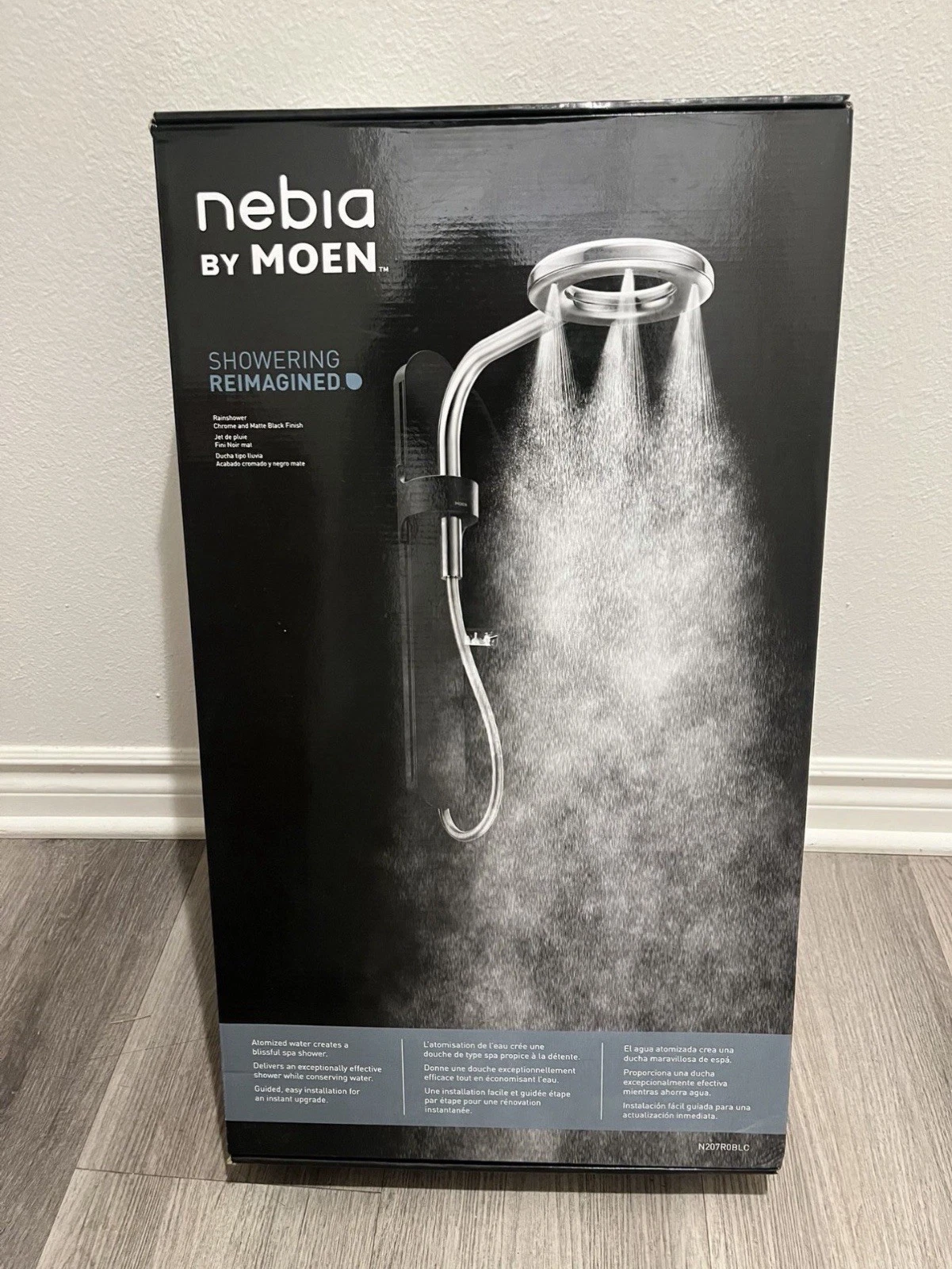Moen Nebia Rain Shower Head Chrome & Matte Black, Adjustable, Detachable Hose