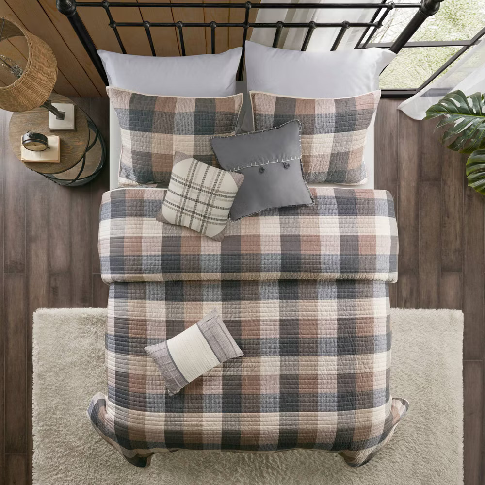 6pc FullQueen Warren Herringbone Quilted Reversible Coverlet Set 9190₽
