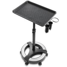 OPEN BOX - Aluminum Trolley Instrument Tray with Mat and Tool Caddy - Black