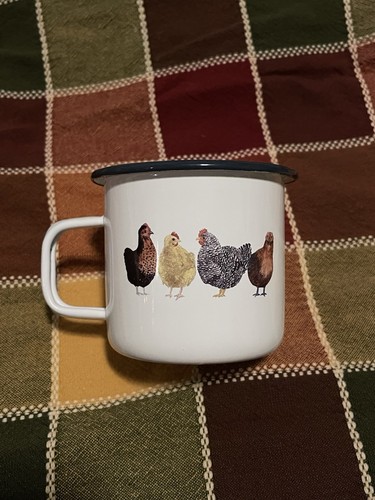Enamel Farmhouse Coffee Mug - Rustic Chickens - 第 1/4 張圖片