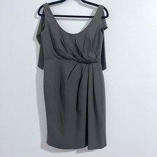 White By Vera Wang Women's Formal Dress Size 6  Gray Solid Chiffon Wedding Drape