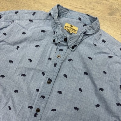 Buffalo Jackson Trading Co S/S AOP Buffalo Button Shirt Sz XL Men s Blue