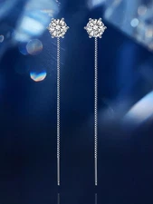 Delicate 6-Prong Ear Threader Earrings in 925 Sterling Silver for a Chic Look