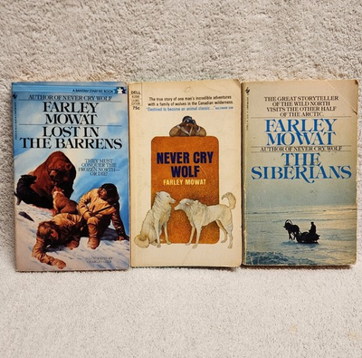 #ad #ad Farley Mowat 3 Paperback Book Lot NEVER CRY WOLF Lost in the Barrens SIBERIANS $8.88